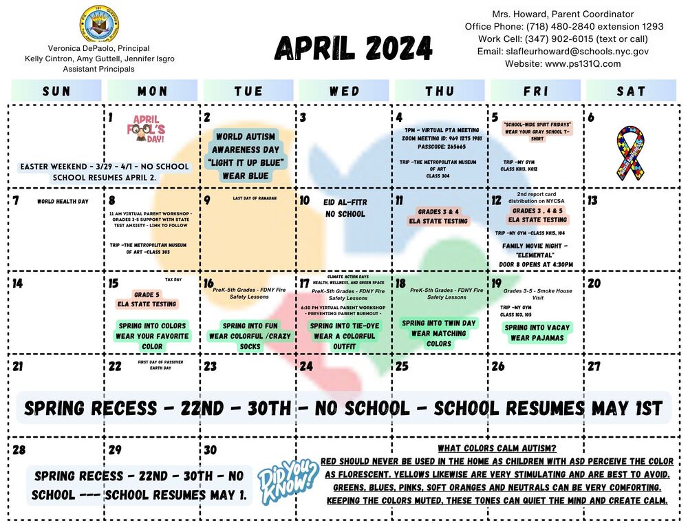 April Calendar