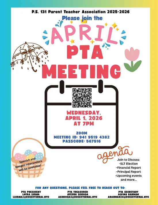 pta april meeting notice